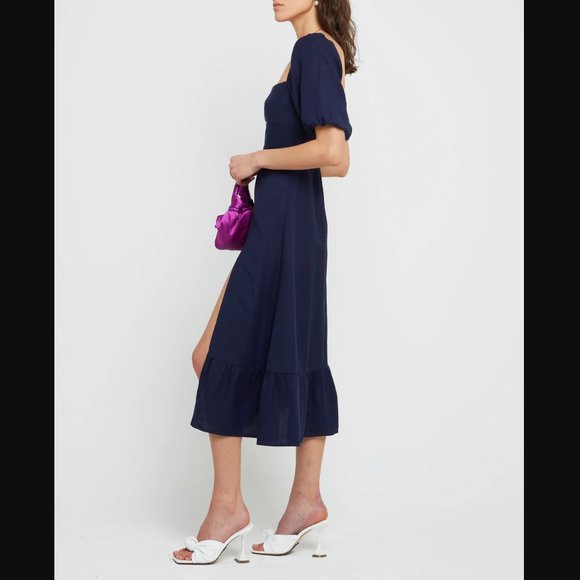 O.P.T. Violetta Midi Dress Navy Sz. S - Picture 2 of 10